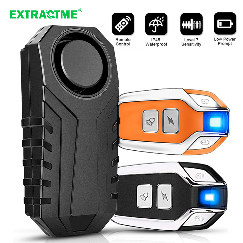 Extractme Wireless Motorcycle Bike Alarm Remote Control 113dB Loud Anti ...