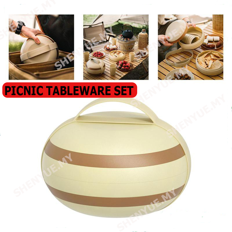Picnic Tableware Set Portable Picnic Dinnerware Set with Bowl 4 Plates
