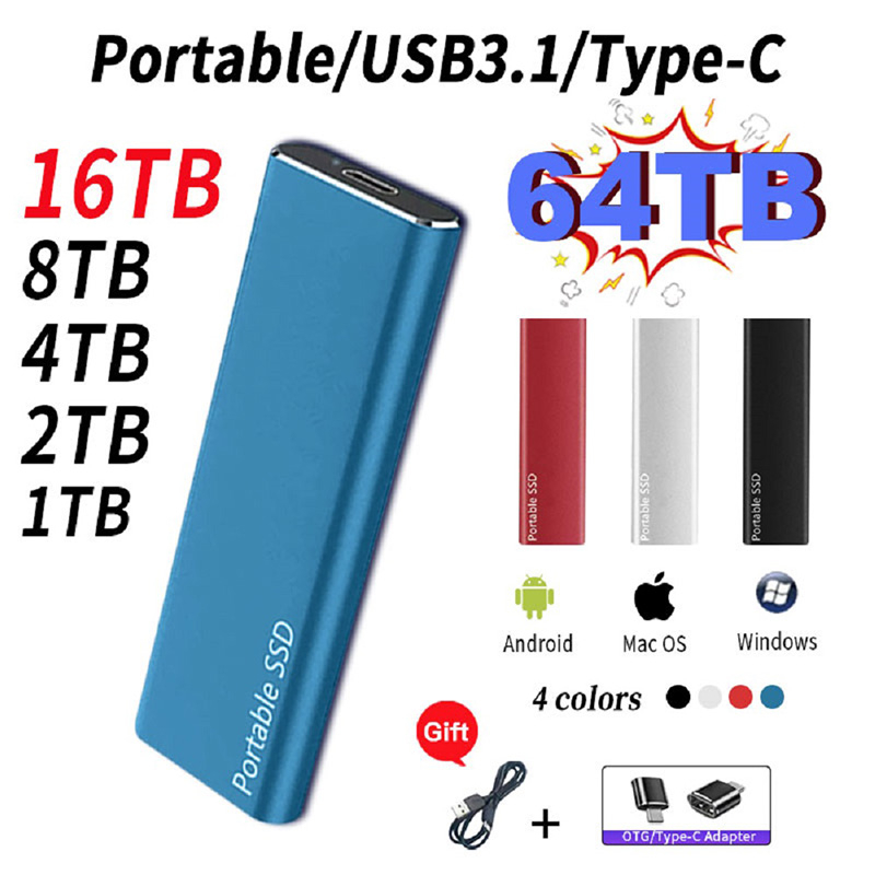 Portable Mini 60TB 2TB 128TB External USB3.1 TYPE-C Interface Laptop ...