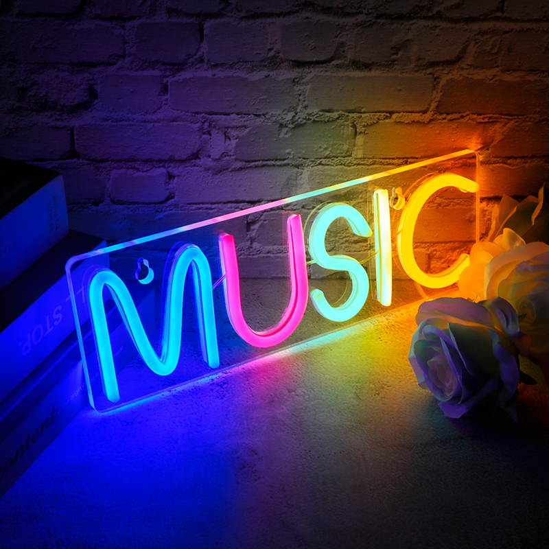 Music Neon Sign Music LED Neon Lights Letters Neon Light Sign Neon Bar ...