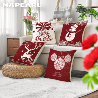 Christmas Snowflake Throw Pillow Covers 18x18 Red Decor Pillowcases Outdoor  Embroidered Cushion For Farmhouse Sofa Office Bed 2pcs