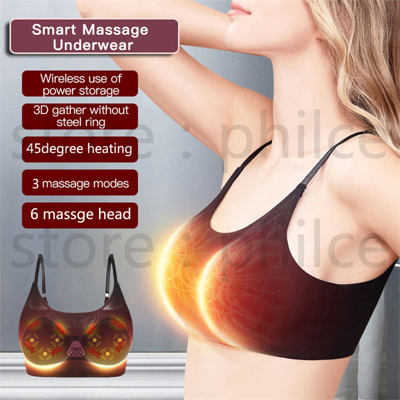 Electric Breast Massager Bra Vibration Breast Heating Massager Rechargeable  Breast Enhancement Device Plug in