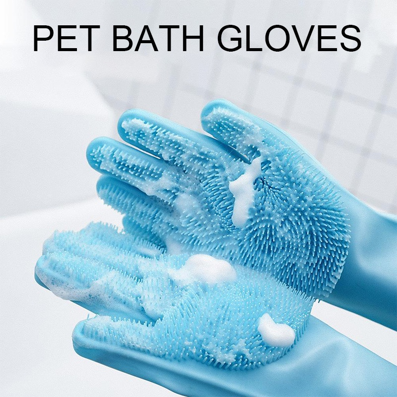 Magic Silicone Washing Gloves – 2-Pack Multi-Purpose Scrubbers For Dishes, Pets & Car Cleaning