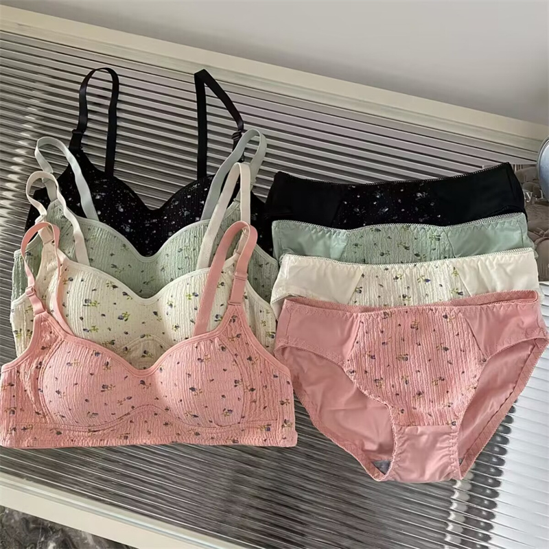 【Panties+Bra】Fashion Girl Bra Set Push Up Underwear Seamless Women Thin