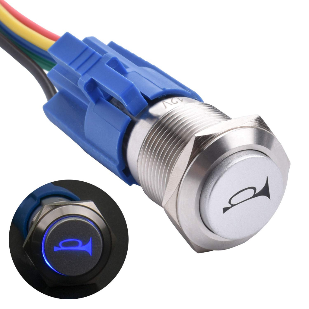 XINYIELE 16mm Latching Push Button Switch - 12V Waterproof Stainless Steel With Yellow LED Ring - View #4