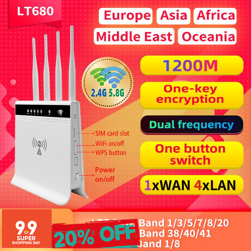 Office Home 1200Mbps Networking CPE WPS Lte Modem 4g Sim Card Router