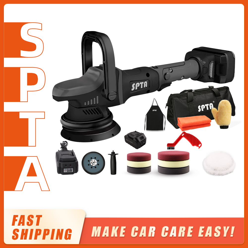 SPTA 18V Cordless Car Polisher Orbit Variable Speed Polishing