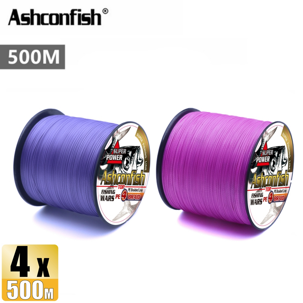 Ashconfish 4 Strands 500M Braided Fishing Line Dyneema PE Line X4 Color  Purple Pink