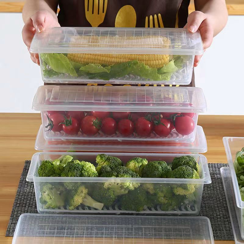 Rectangle Food Fresh Storage Box Containers Kitchen Fridge Organizer ...