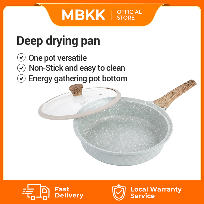 28 CM Non Stick Pan with Lid Aluminum Cookware Lightweight for Induction Cooktops Gas Cooktops