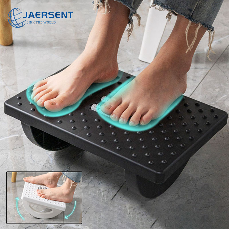 Footrest with Wooden Legs Rectangle Short Step Stool 41x30x18cm