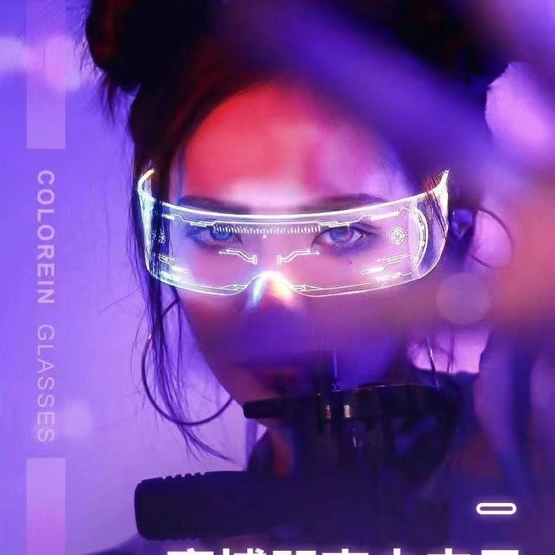 LED Light Up Glasses Cool Cyberpunk Goggles Futuristic Luminous Glasses