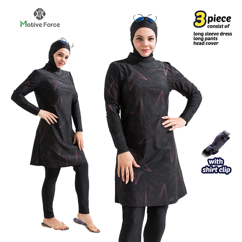 M Xl Black Baju Renang Muslimah Pieces Set Full Cover Women Muslimah