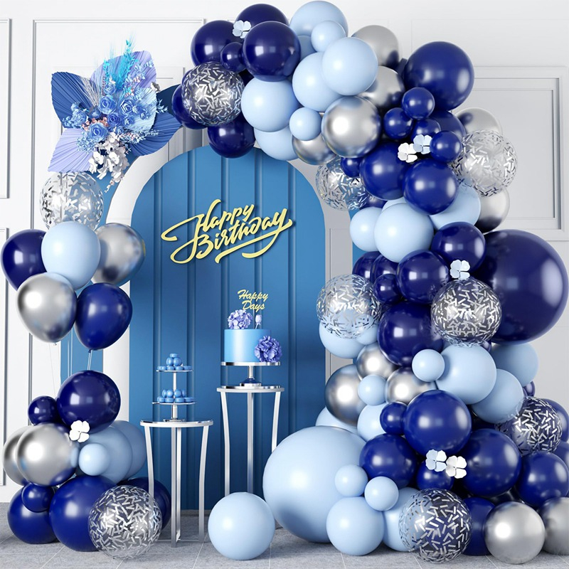 99pcs Maka Blue Silver Balloon Confetti Balloons Garland Arch Kit For ...