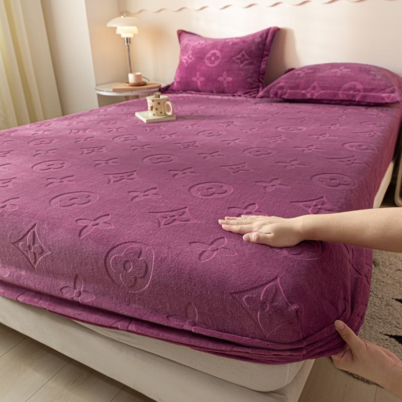 【Ready Stock】Thick Milk Fleece Bed Sheet SinglePiece Coral Fleece