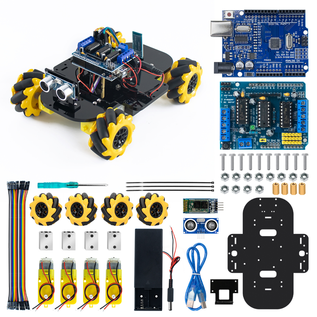 LAFVIN Omni Directional Mecanum Wheels Robot Car Kit for Arduino UNO R3 ...