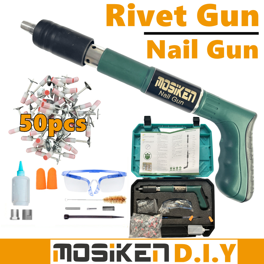 (Free 50 Nails) Manual Steel Nails Gun Concrete Rivet Tool Steel Rivet ...