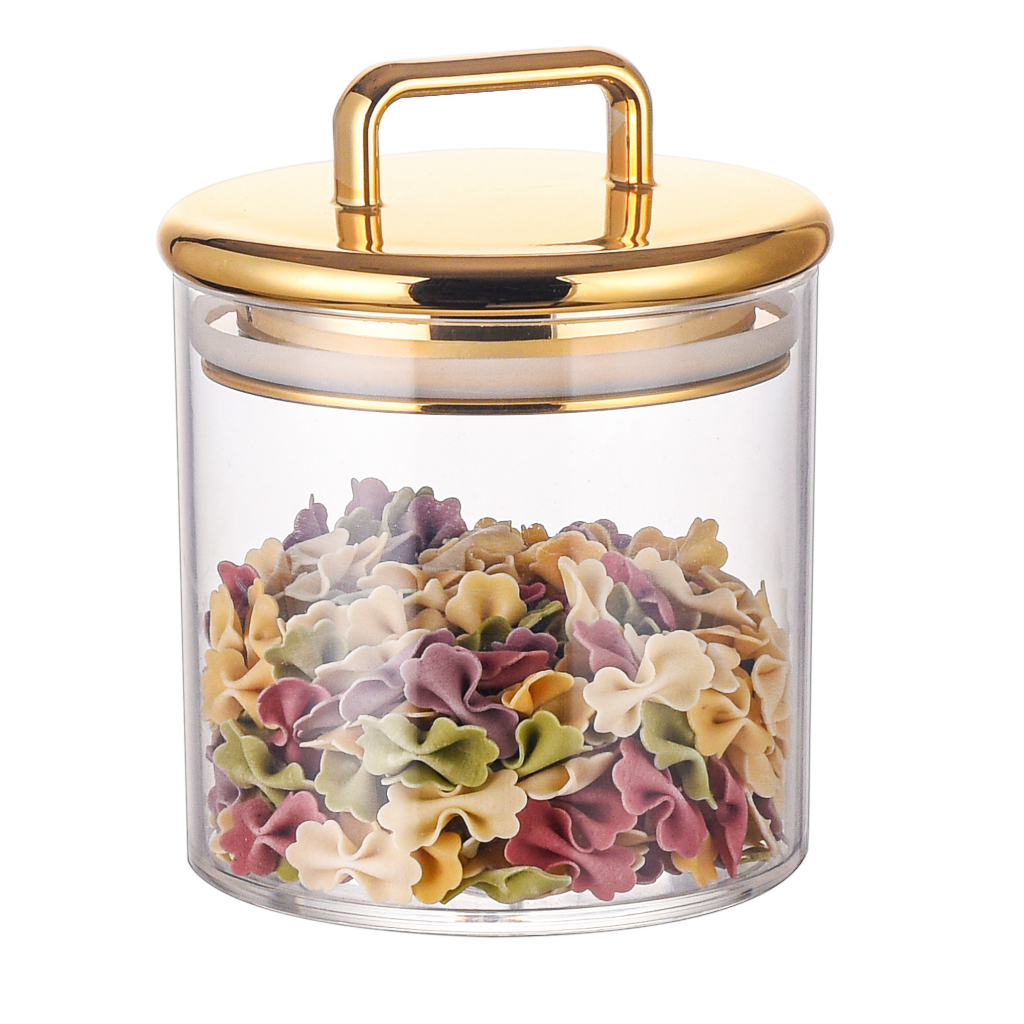 Large Acrylic Storage Apothecary Jar with Gold Airtight Lid | Bathroom ...