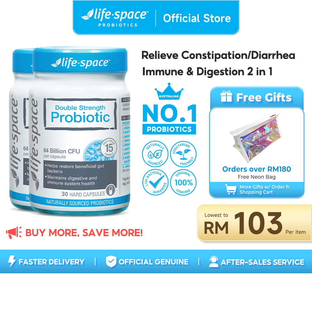 【official】bundle Of 2 Life Space Double Strength Adult Probiotics 30