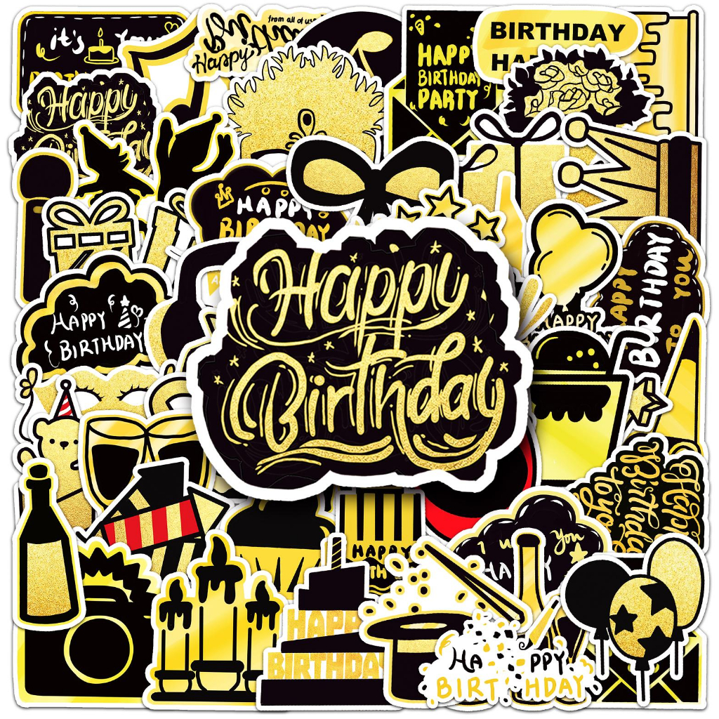 50 Piece Birthday Party Gold Stickers Creative Original Stickers For ...