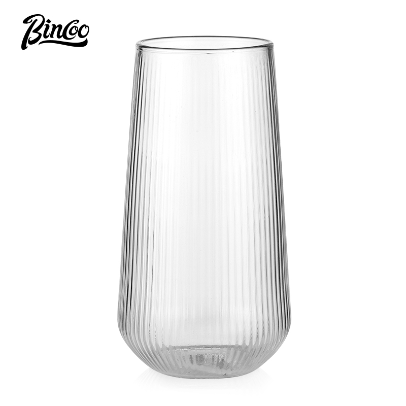 BINCOO Vertical Striped Ice American Specialty Coffee Cup Glass Cup