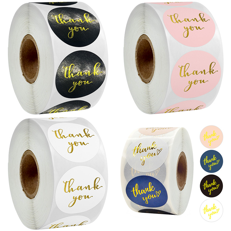 500pcs/roll 1 inch round thank you stickers gift package decoration ...