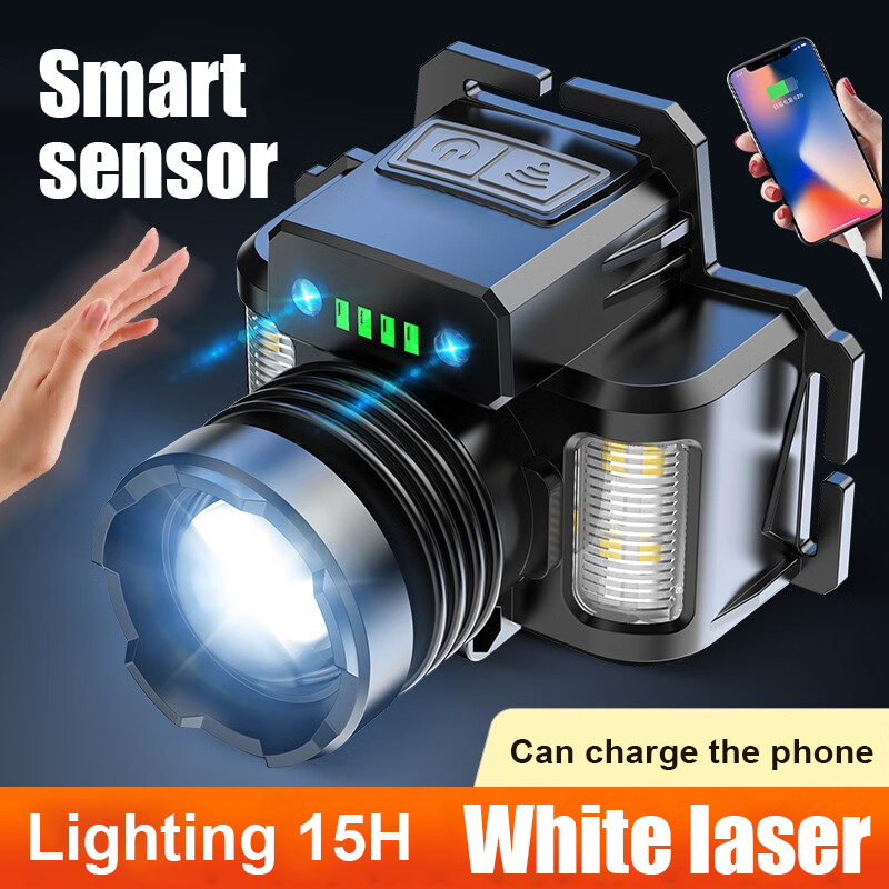 15H Motion Sensor headlamp rechargeable head torch light super bright ...