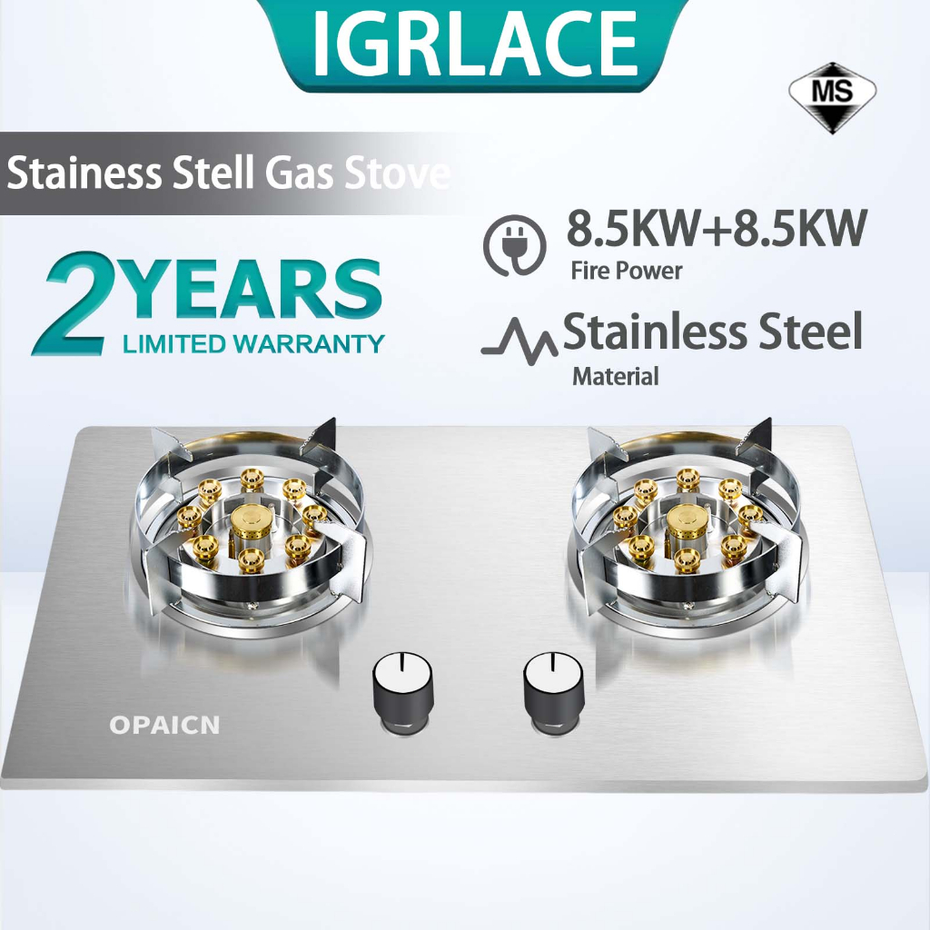 IGRLACE 8.5KW Stainless Steel Double Burner Dapur Gas Liquefied Gas ...