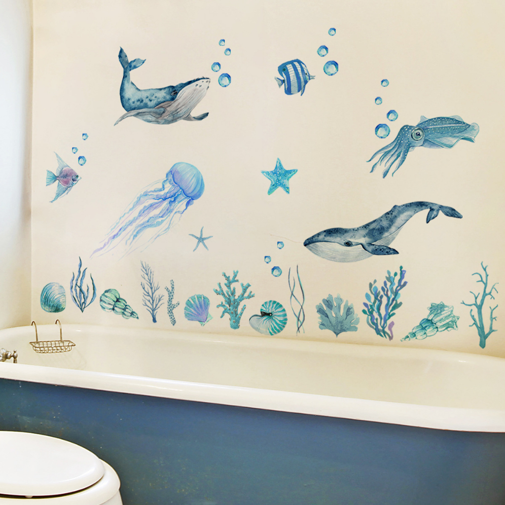Under The Sea Wall Decal for Bathroom Ocean Wall Sticker Underwater