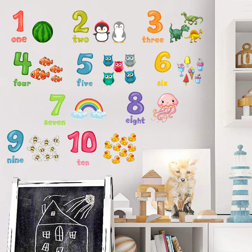 Number Wall Decals Wall Stickers Educational Learning Wall Sticker ...