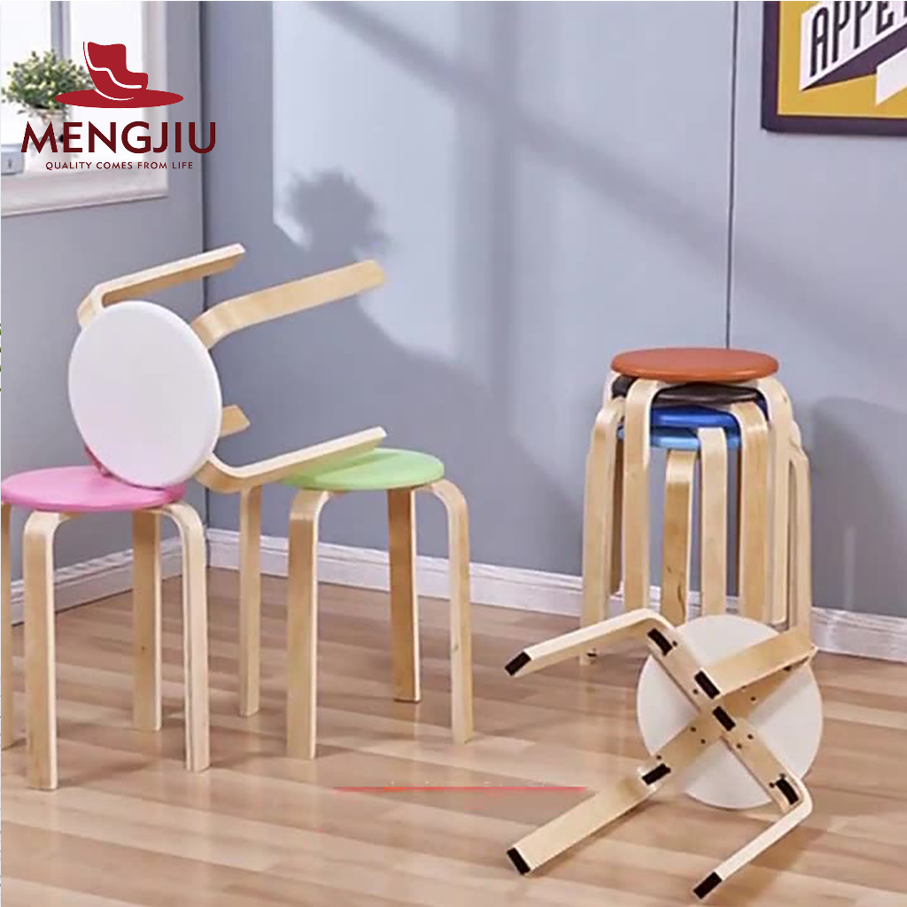 MENGJIU Modern Stackable Restaurant Bar Stool Chair Round Stools ...