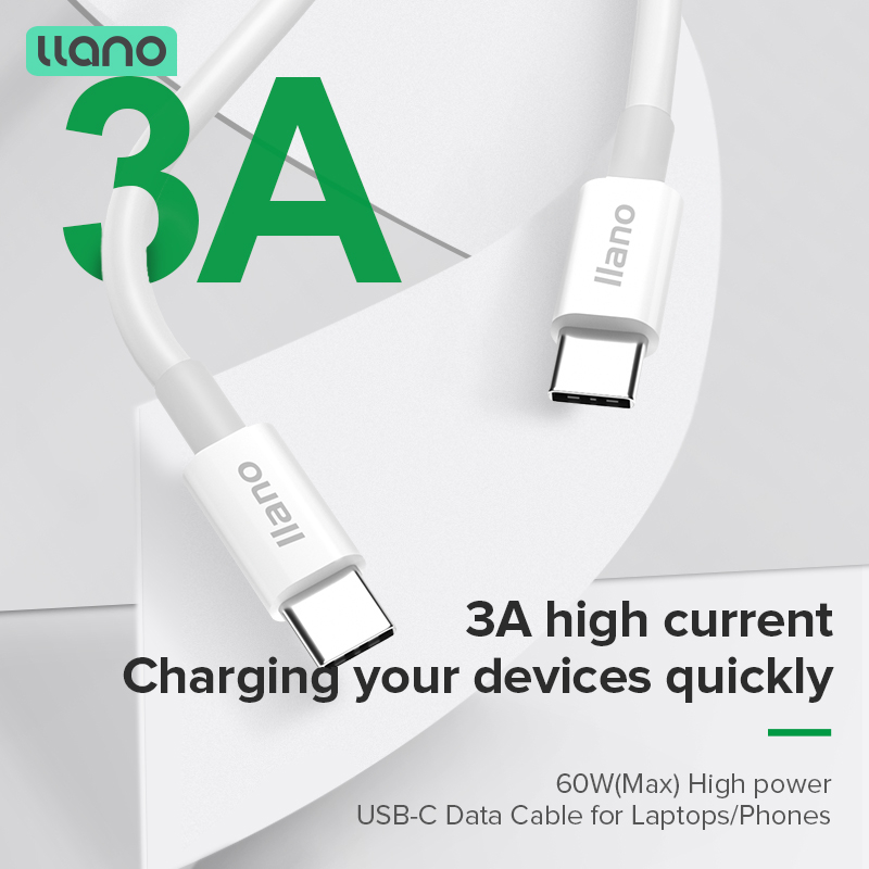 Llano 60W PD Fast Cable Fast Charging 3A Type-C to Type-C Durable Data ...