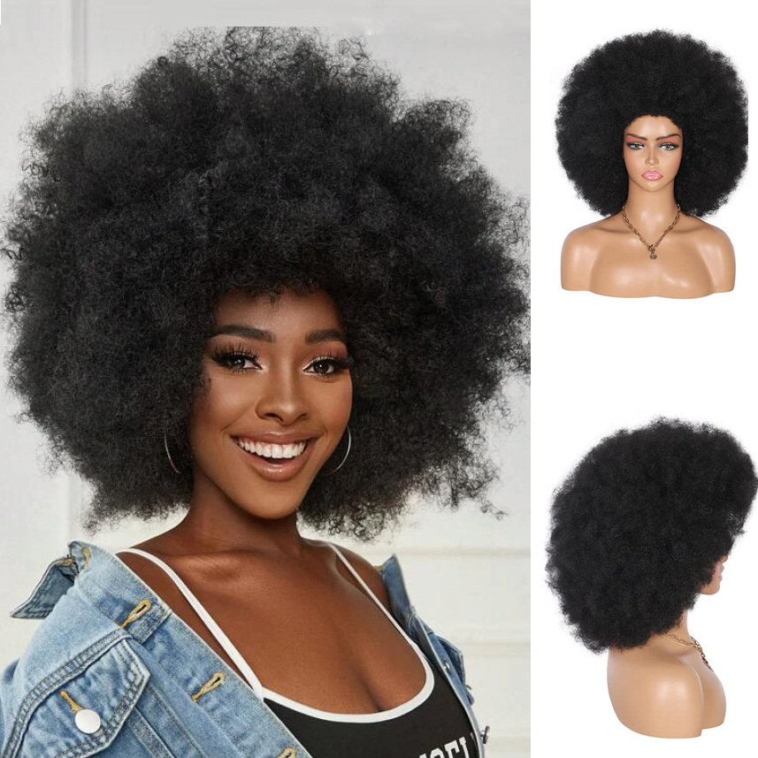 Afro Curly Wigs for Black Women Glueless Wear and Soft Black Afro Wigs