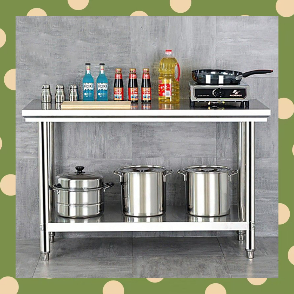 3-Tier Stainless Steel Commercial Prep Table - 100x50x80cm, With Adjustable Feet
