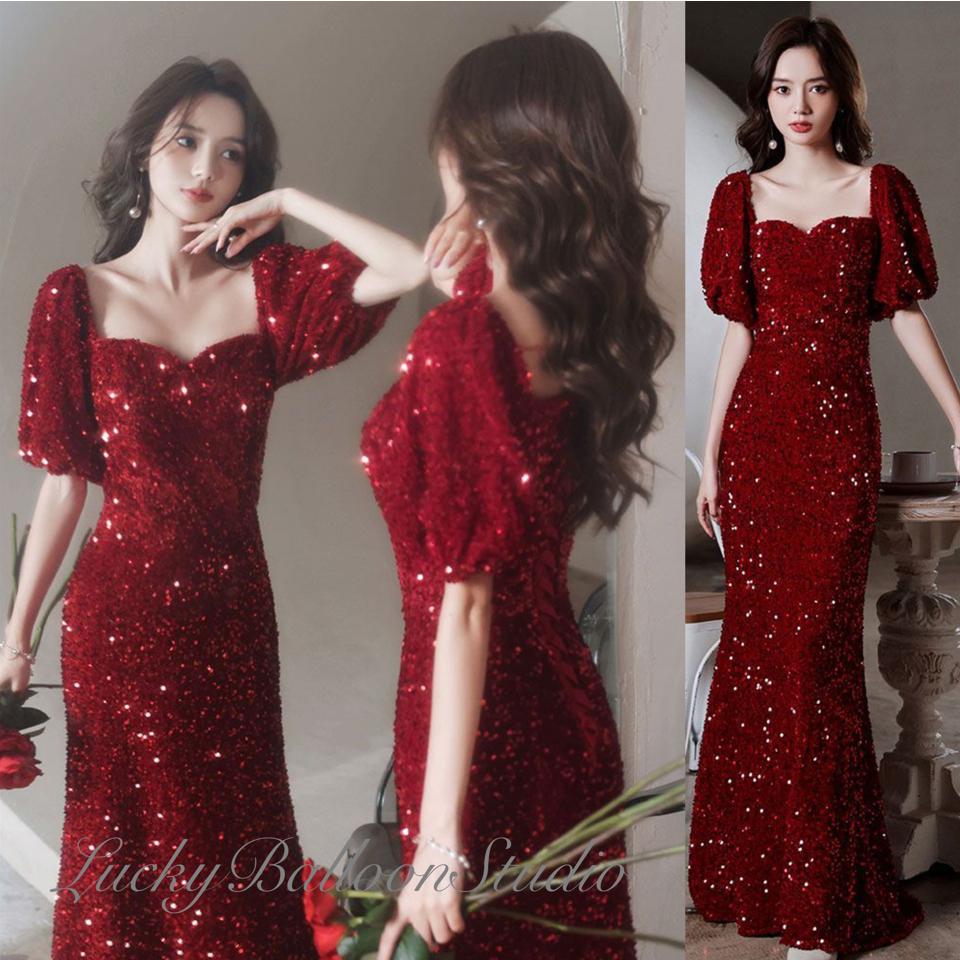 Serena Red Sequined Party Dress