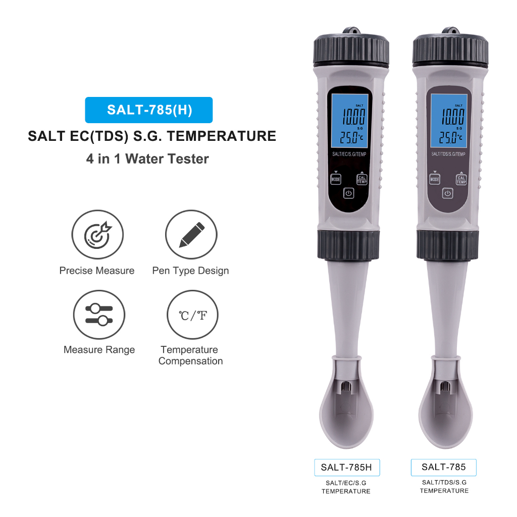 Salinity Meter Food SALT/TDS/EC/S.G/Temp Meter Digital Salinometer Salt Meter Halometer for Soup