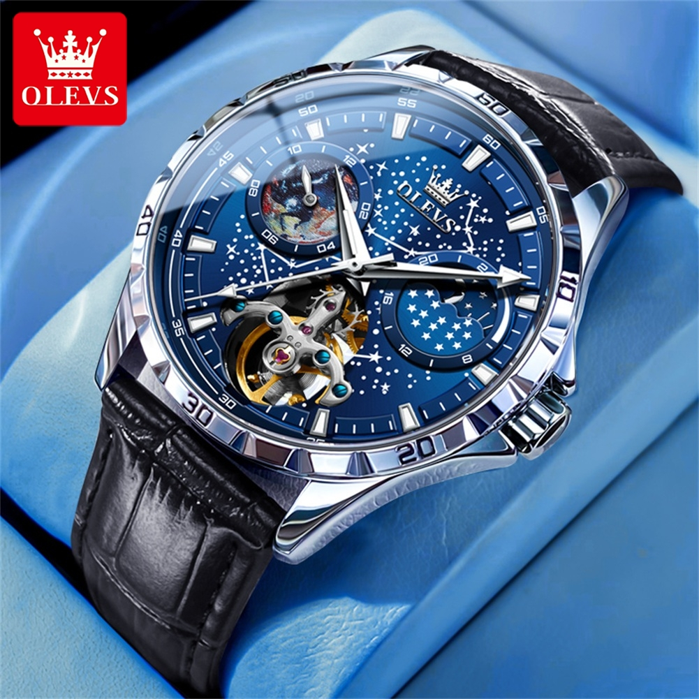 Olevs Jam Tangan Lelaki Fashion Automatic Watches Starry Sky Dial