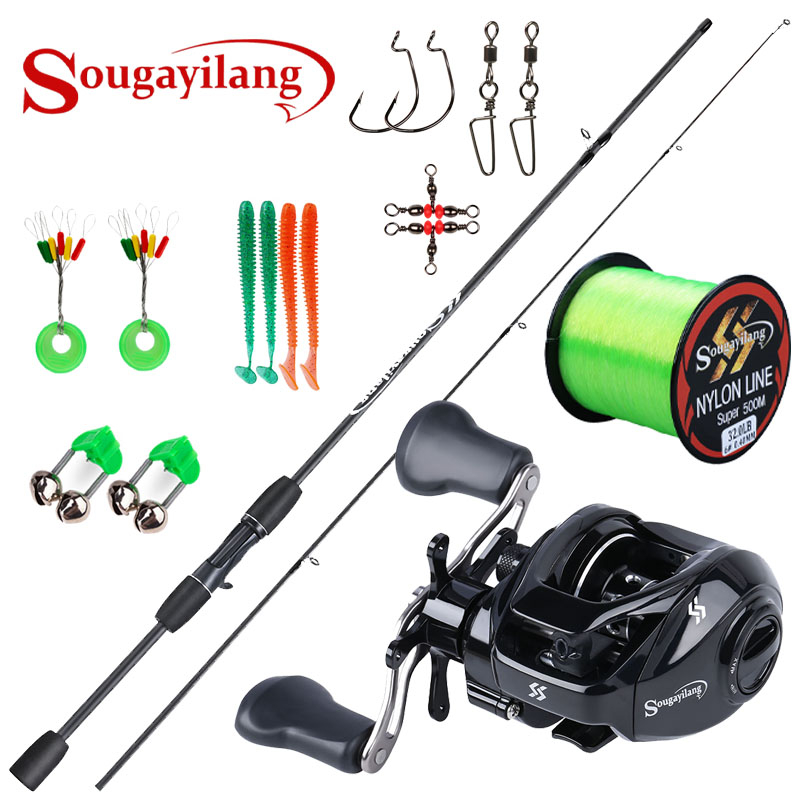 Sougayilang Fishing Rod Fishing Reel Set 2 Section Casting Rod 5.2
