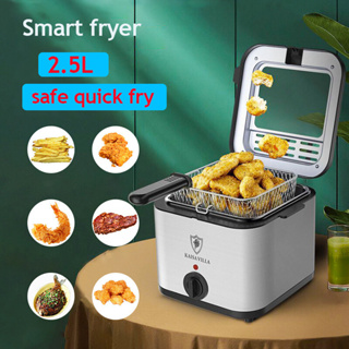 Frying Pot with Lid and Basket, Stainless Steel Deep Frying Pan, Fryer for French Fries Chicken, Homes Restaurants Use, Size: 28*17.5*24.5cm, Silver