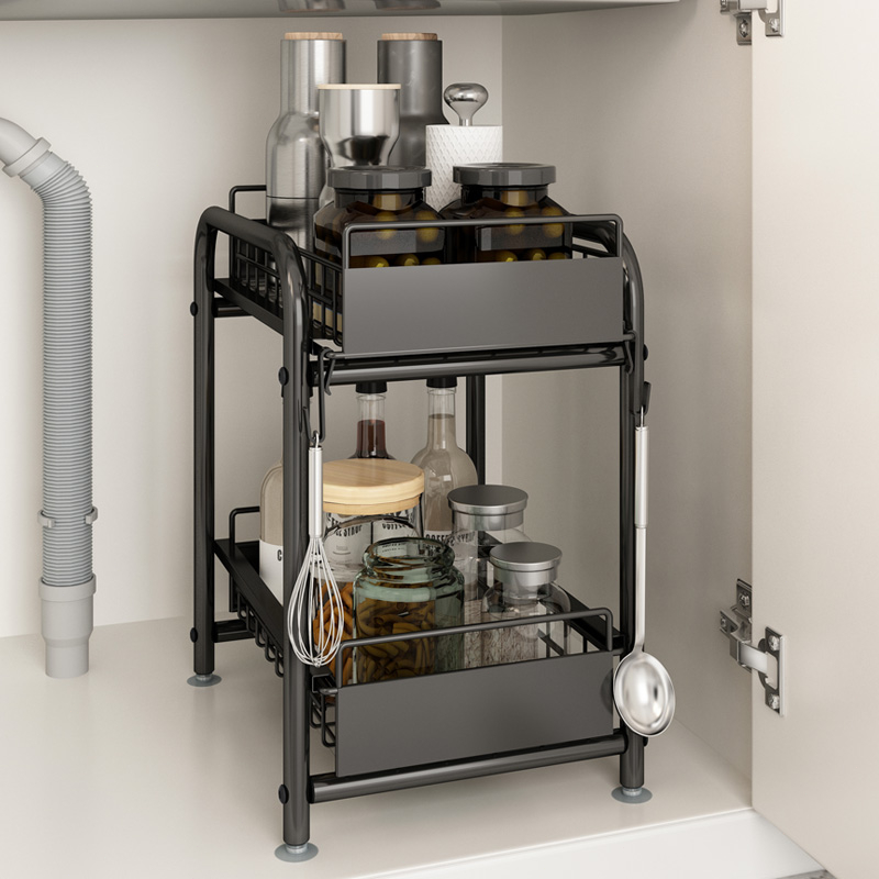 Rack kitchen organizer / 2 Tier under sink rack / Pull out cabinet ...