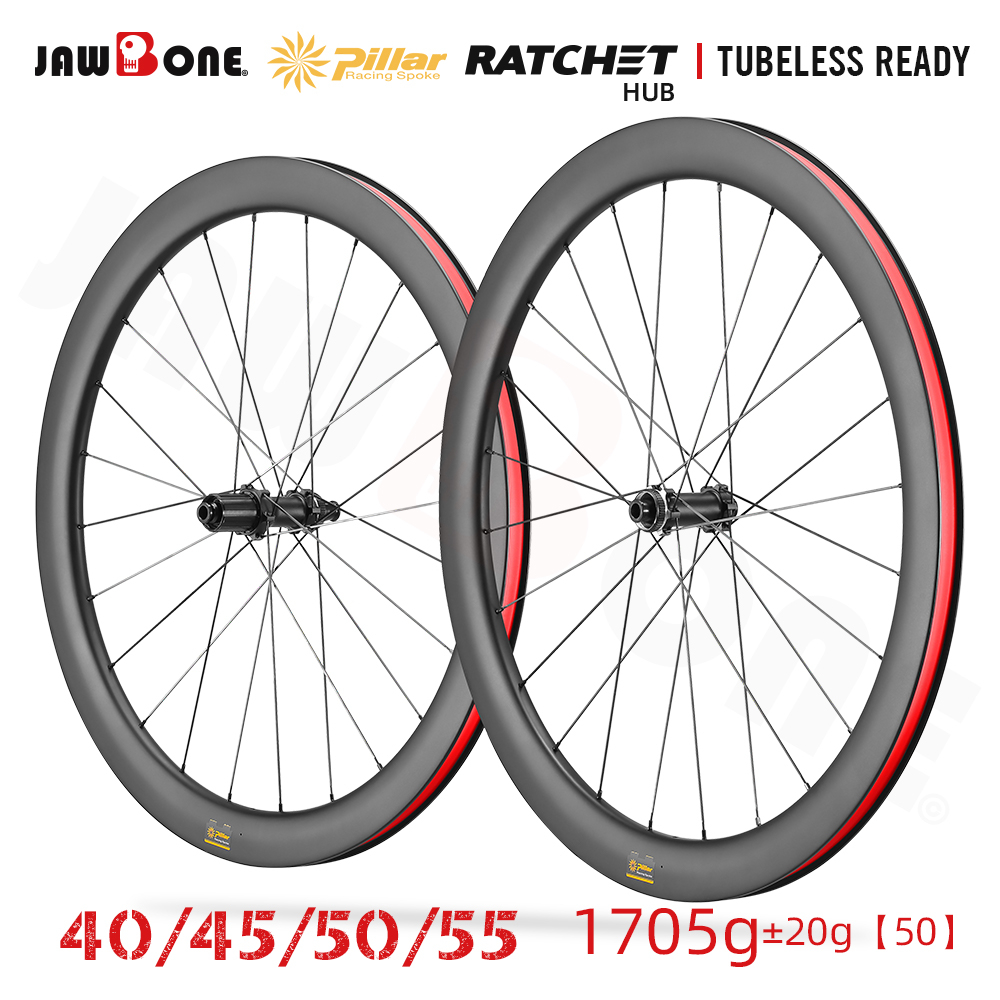 Jawbone 700C Road Bike Carbon Wheelsets Disc 45mm 36T Ratchet Bicycle Wheels Tubeless Ready UD