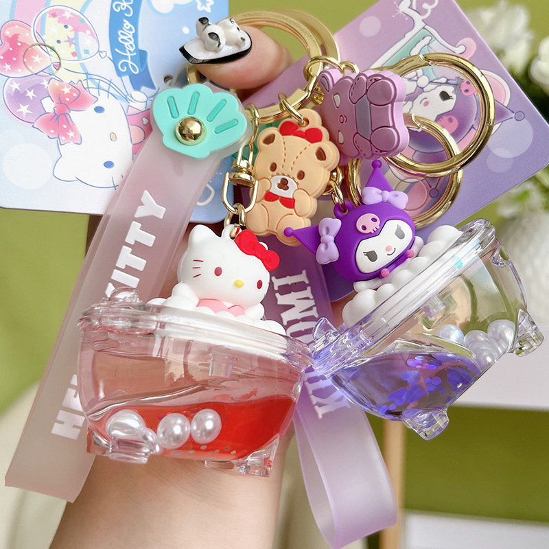 Korean Sanrio Keychain Kuromi Bubble Bath My Melody Hello Kitty
