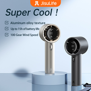 JISULIFE Portable Handheld Turbo Fan, 100 Speeds Adjustable Mini Personal  Fan, 9000mAh USB Rechargeable Fan Battery Operated, LED Display, Metal  Shell