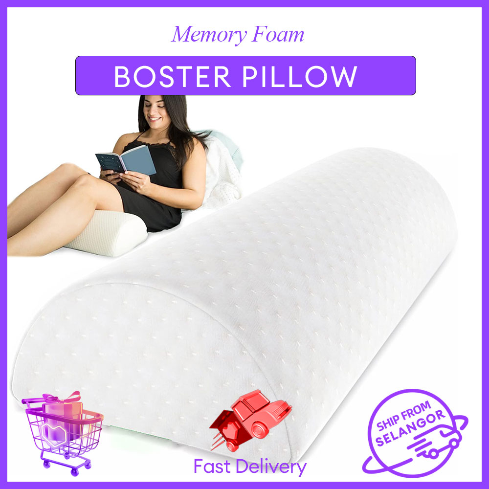 Comfort Semi Roll Pillow Memory Foam Bolster Pillow Neck Knees Back Pain Lumbar Legs Support