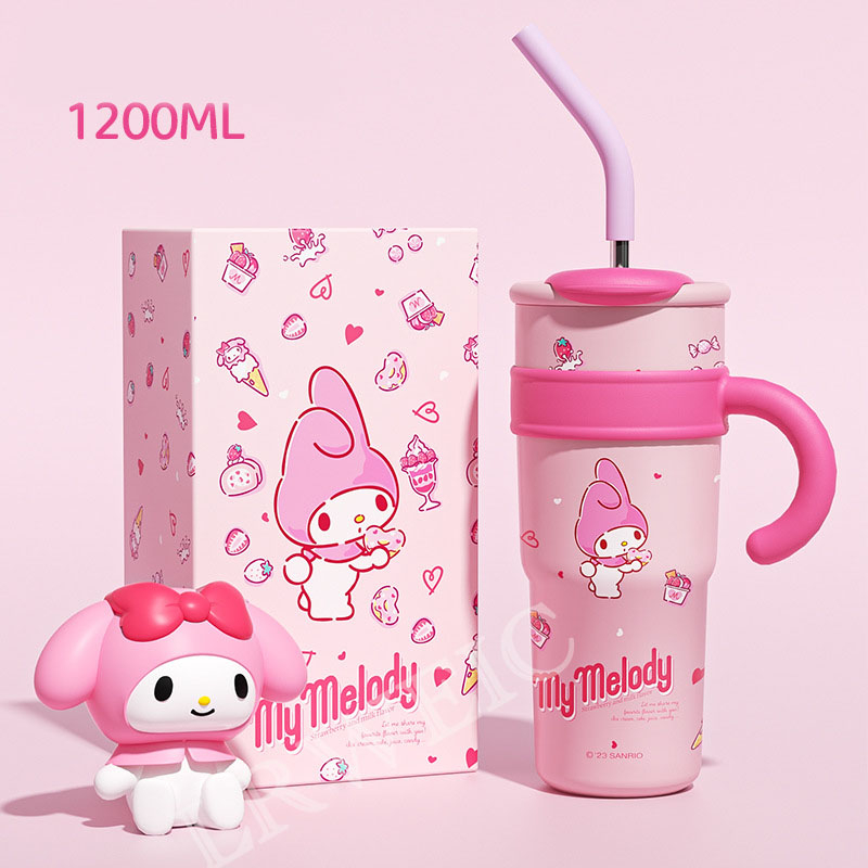 Kawaii Sanrio Pochacco Hello Kitty Cinnamoroll Cartoon 1200Ml Straw  Insulation Water Cup High Capacity Portable Life Supplies