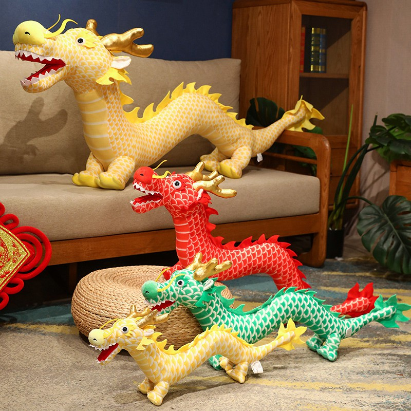 60cm-100cm New High Quality Simulation Chinese Dragon Plush Toy Soft