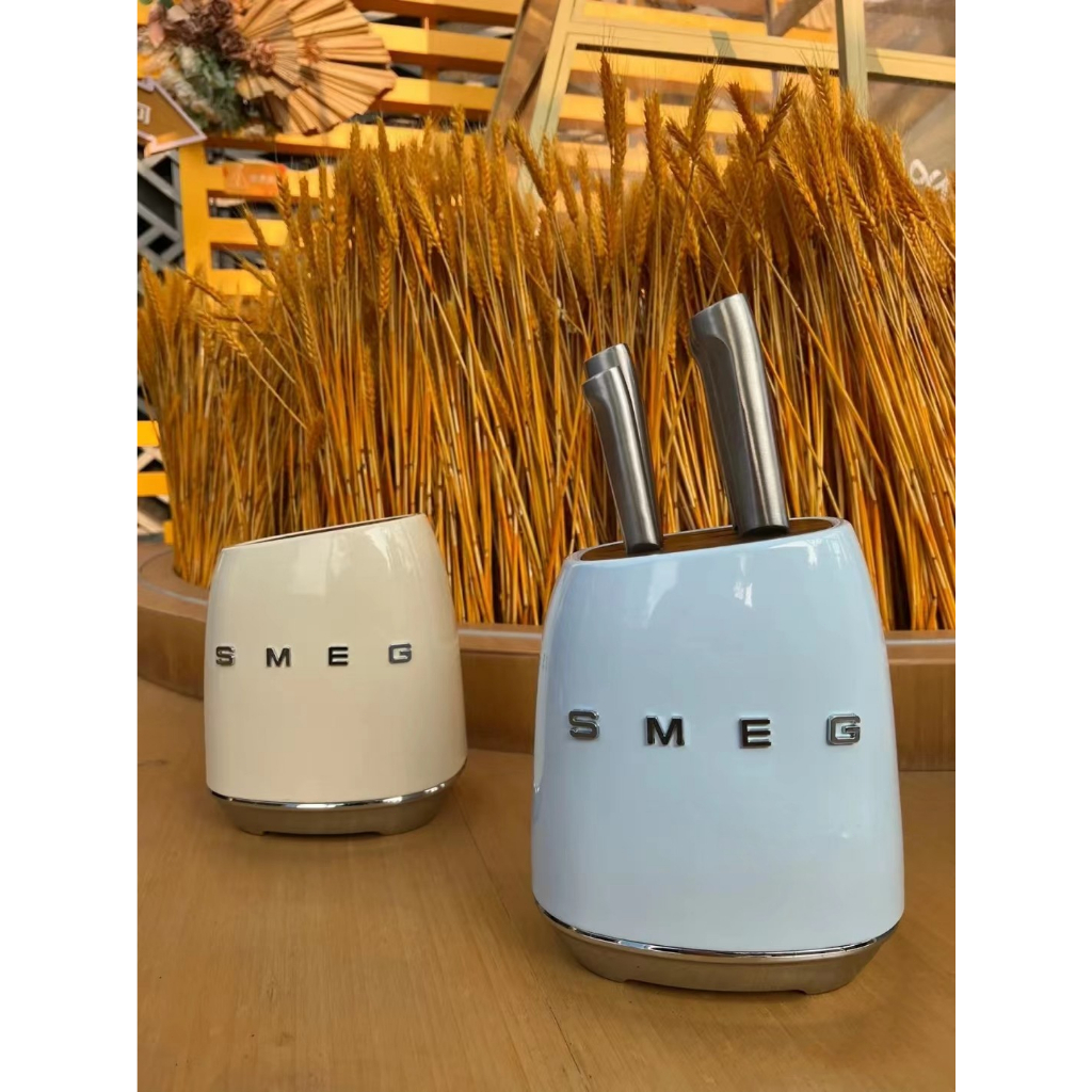 SMEG Knife Holder Set Smag Vintage Stainless Steel Kitchen Knife Bread Knife  Home Kitchen Knife 7 Piece Set Set Pisau SEMG