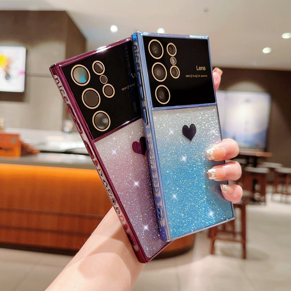 Gradient Color Sequin Love Phone Case For Samsung Galaxy S23 S22 Note