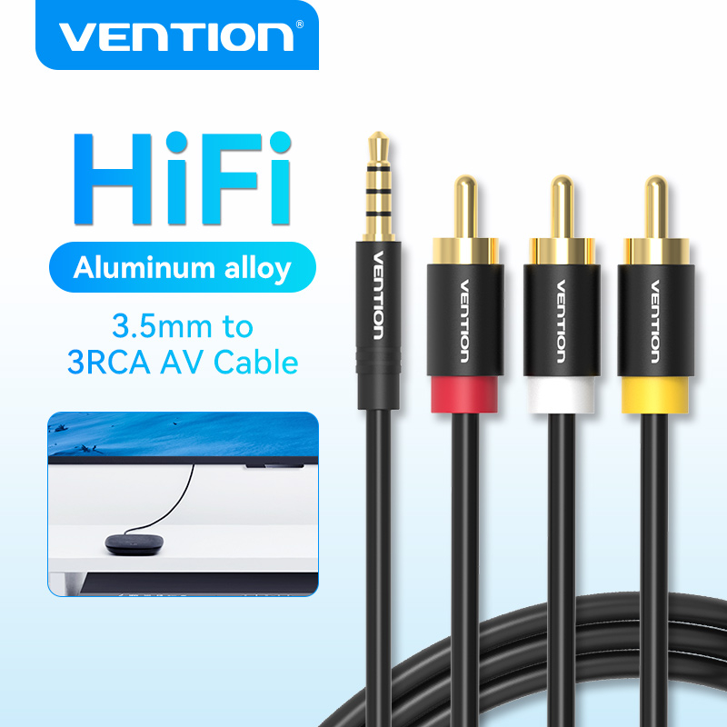 Vention 3.5mm to 3RCA AV Camcorder Video Cable 3.5 Male Plug to RCA ...