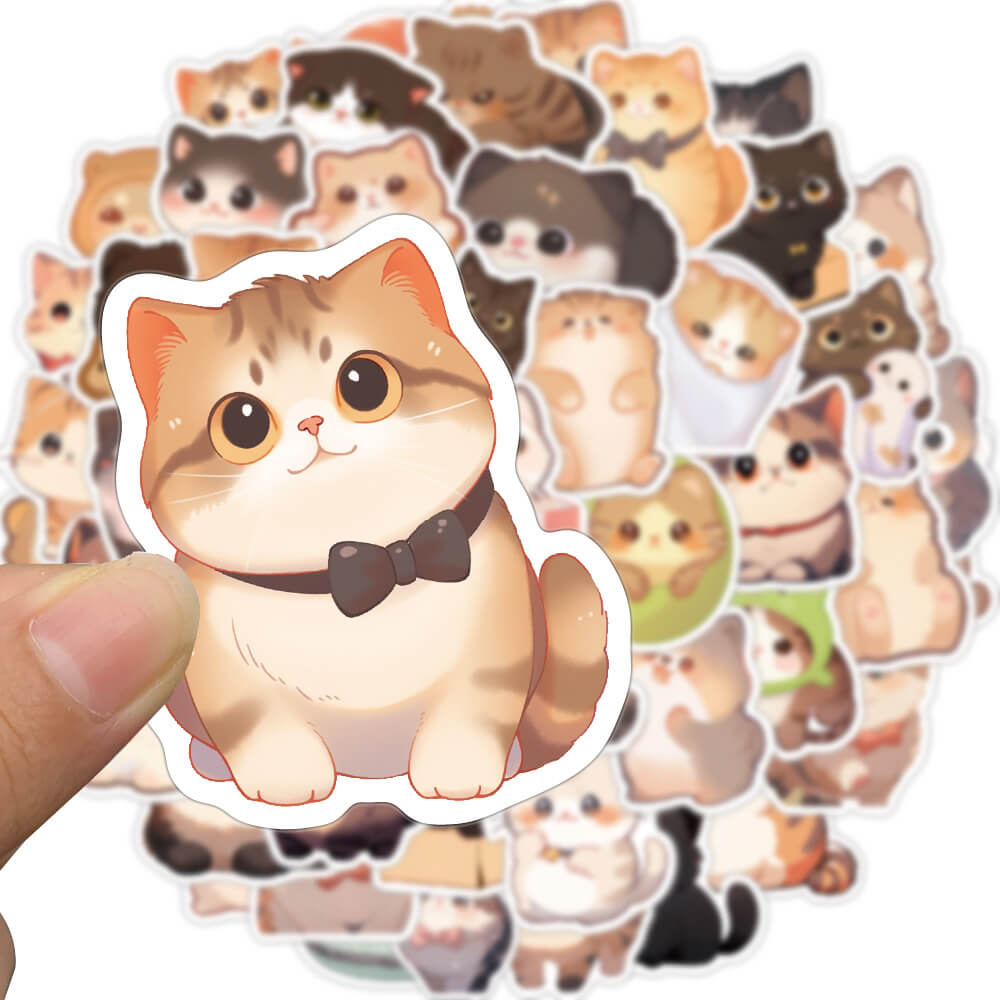 [Large sticker]50PCS Cartoon Cute Funny Cat Animal Stickers for Bike ...